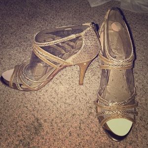 Gold shimmer/glitter heels